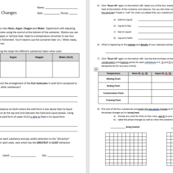 States of matter simulation lab answer key