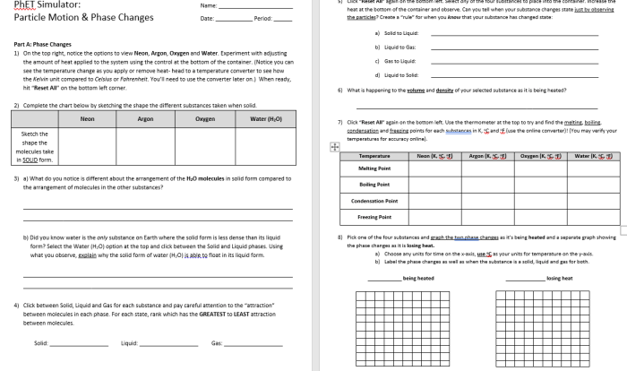 States of matter simulation lab answer key