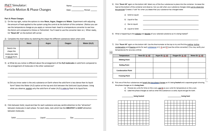 States of matter simulation lab answer key